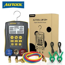 Digital Refrigerant Manifold Meter HVAC System Pressure Vacuum Temp Leak Tester