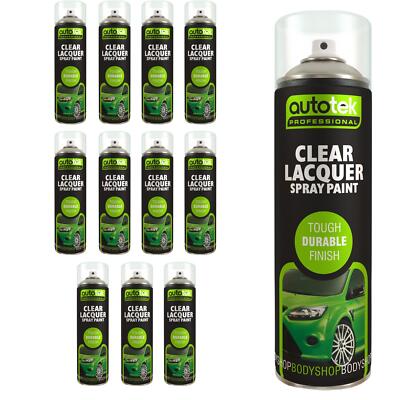 AutoTek Klarlack Mehrzweck Aerosol Sprühfarbe 500ml x12