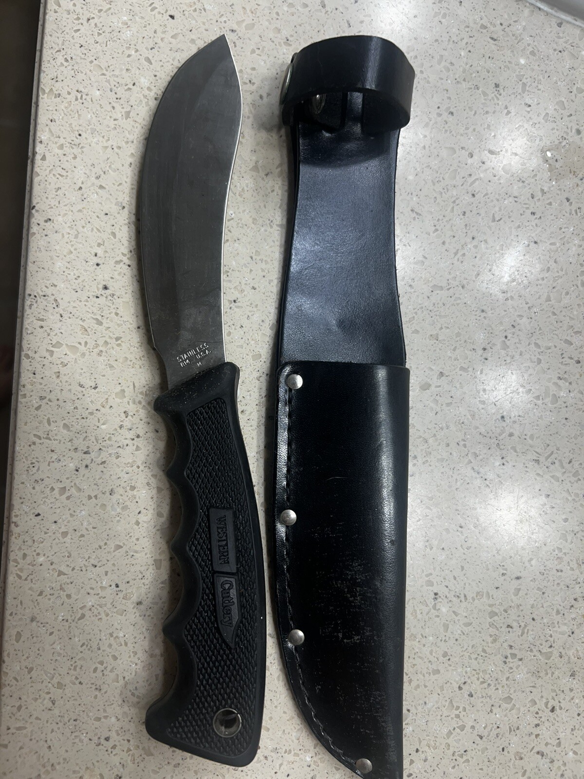 Vintage Western Cutlery R14 USA fixed blade hunting skinning knife with