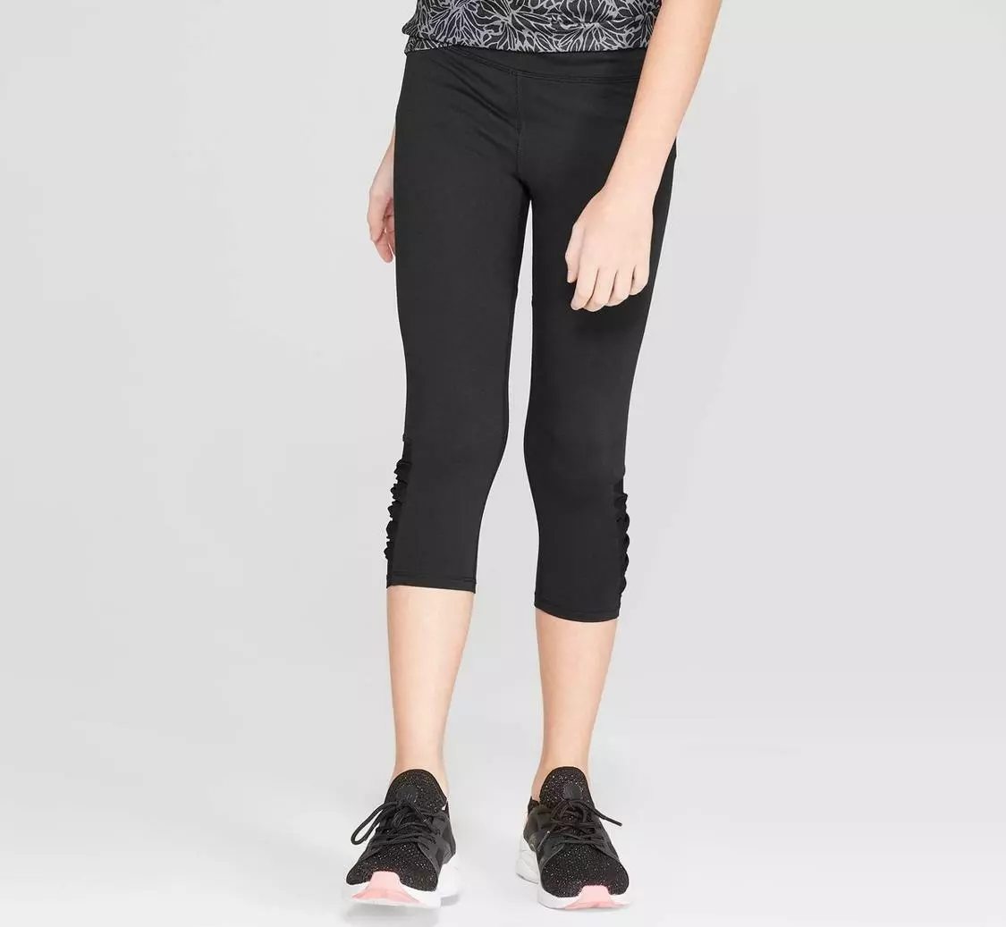 Girls' Mesh Pieced Capri Leggings - C9 Champion (Solid Black)