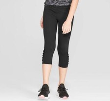 Girls' Mesh Pieced Capri Leggings - C9 Champion Solid Black 