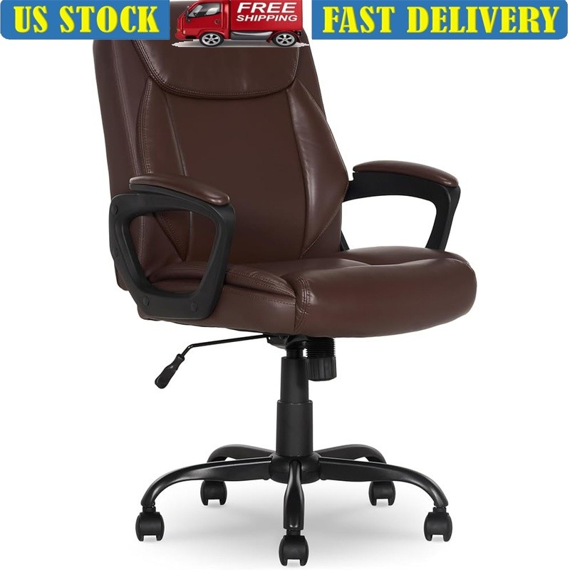 Adjustable Office Desk Chair Tilt Control Ergonomic PU Upholstery Home Office US