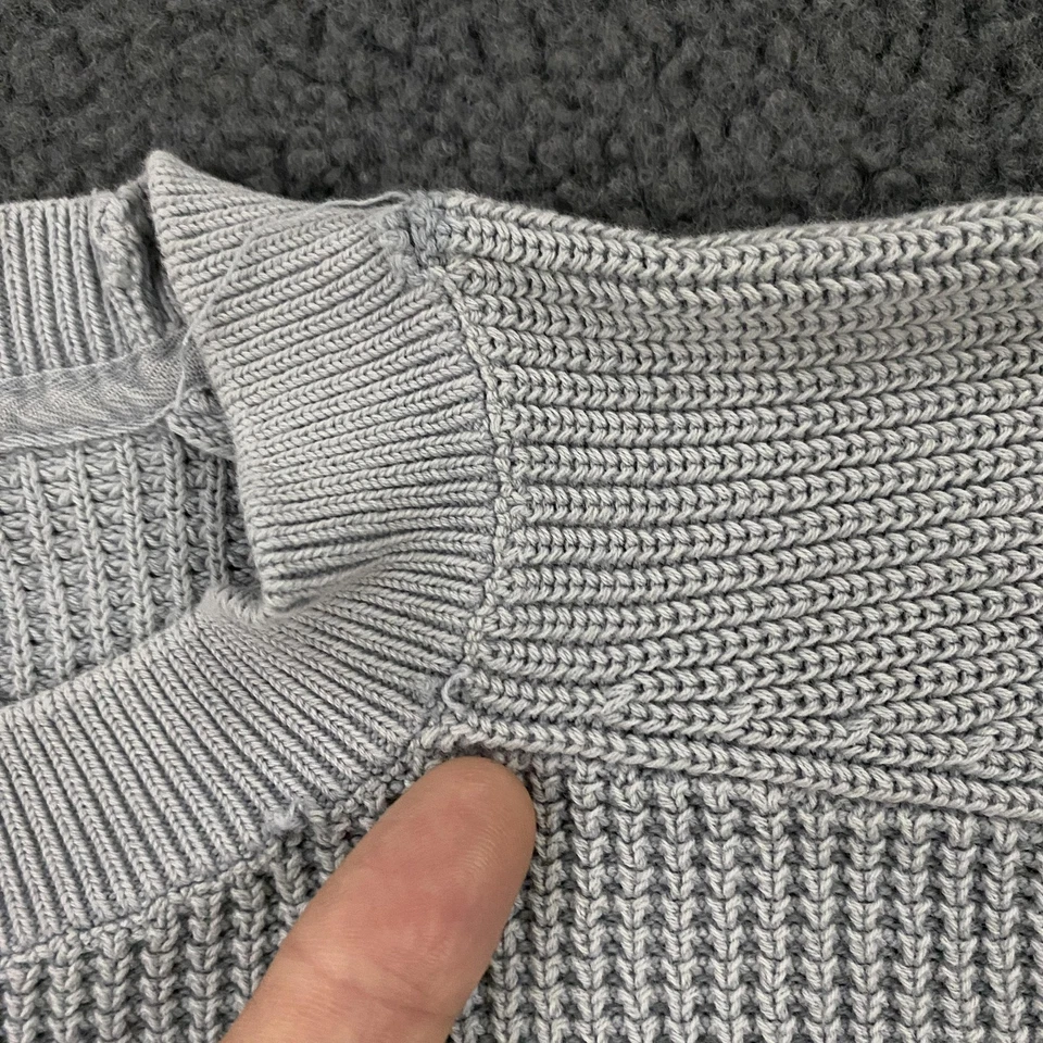 rag and bone Sweater Mens Large Dexter Mixed Media Crew Waffle Knit Elbow Patch - Image 3 of 4