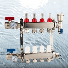 4-branch Floor Heating Manifold Set,Radiant Floor Heating Set For Bathroom Hotel
