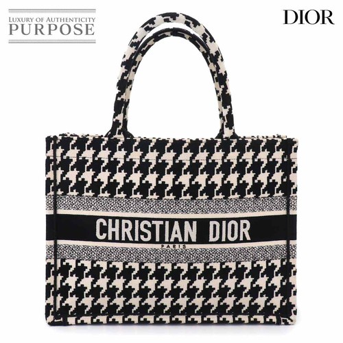 book tote medium bag Christian Dior canvas black houndstooth 90324974