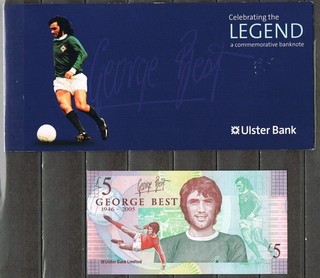 Ulster: 5 Pfund pound 2006 George Best bankfrisch im Folder [18214