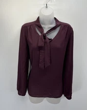 Adrienne Vittadini Tie Front Size S Purple Blouse