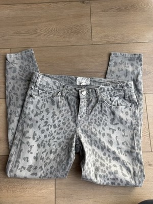 Current/Elliot Women's Grey Leopard Print Jeans Stilleto Size 29 RARE