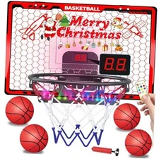  Basketball Hoop Indoor for Kids，Mini Basketball Hoop with Colorful Light Red