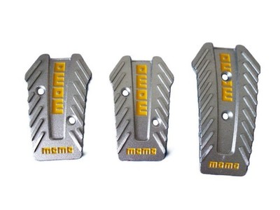 Momo Style Silver Aluminum Non Slip Gas Brake Pedal Pad Cover Manual Car 3 PCS