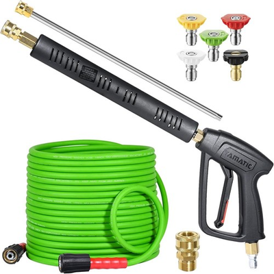 #ad Pressure Washer Gun amp; Hose 50 FT Flexible Hose W Stainless Steel Extension $119.02