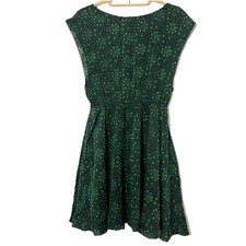 Alice + Olivia Dress Womens S Green Silk Short Sleeve Geometric Fairy Casual