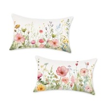 Spring Floral Pillow Covers 12x20 Inch Set of 2 20" x 12" Pack of 2 Pink2