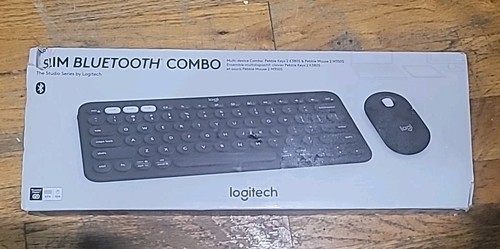 Genuine Logitech Slim Bluetooth Combo, Wireless Keyboard and Mouse Chrome-Black - 第 1/2 張圖片