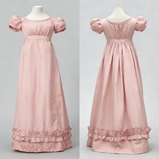 Pink Regency Era Ball Gown Jane Austen Empire High Waist Costume Robe Vintage