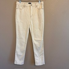 Talbots Women's Natural Cream Ivory White Straight Leg Stretch Jeans 10