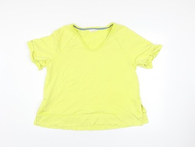 Marks and Spencer Damen T-Shirt Gelb V-Ausschnitt Kurzarm Baumwolle Gr. M