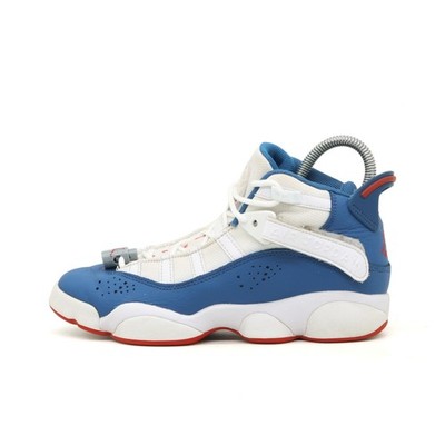 Nike Damen 6 Rings Sneaker Weiß/Blau/Rot Leder/Textil High-Top Air Jordan EU 36