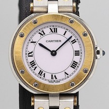 Dead Stock Level con borsa Cartier Santos rotondo YG SS quadrante bianco QZ donna polso