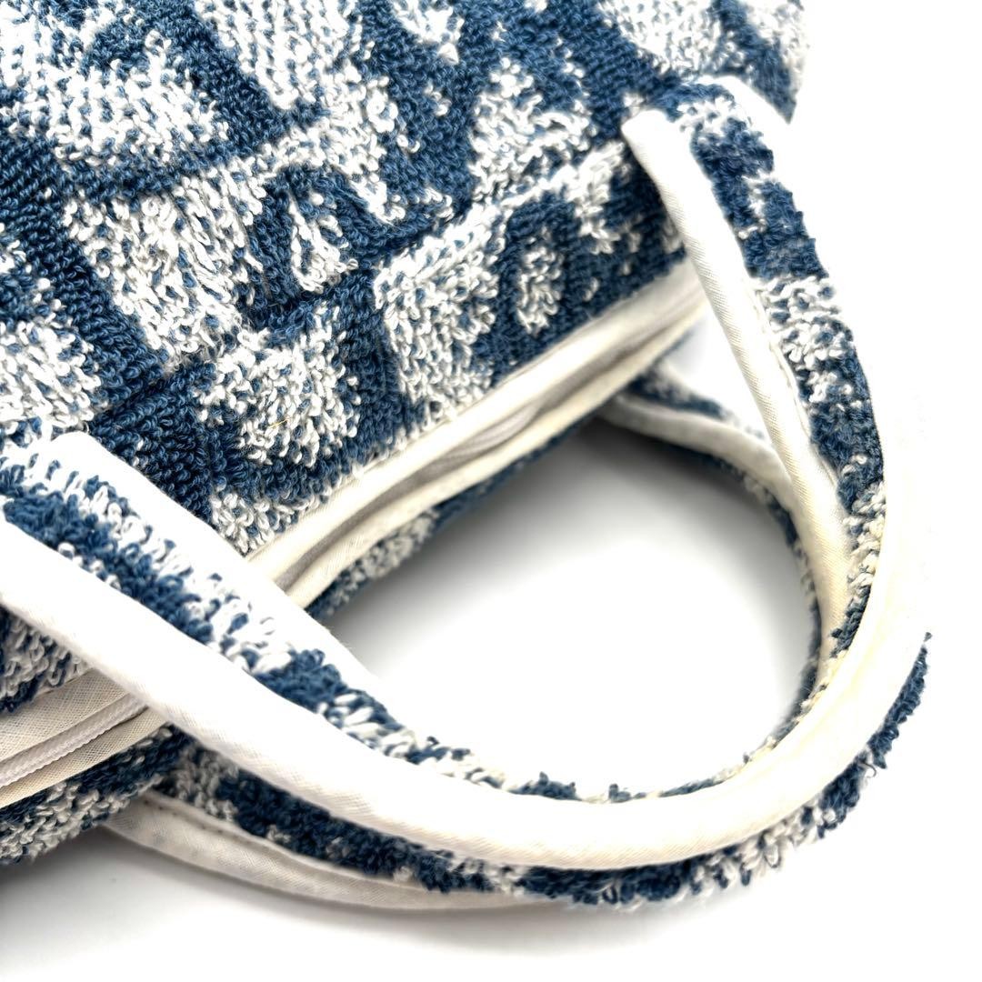 Christian Dior Handbag Mini Towel Bag Cotton Blue White Women's Authentic thumbnail 5