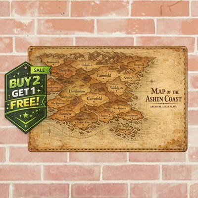 Panem Hunger Games Vintage Map Funny Home Decor Metal Sign 8x12