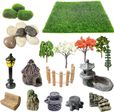 Cayway 26 Stück Min Zen Miniatur Garten Miniatur Gartenzubehör Ornamente, Garten