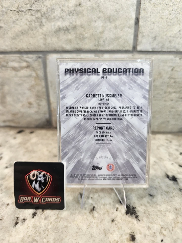 2025 Bowman U Physical Education Garrett Nussmeier Topps Chrome - Image 2 of 4