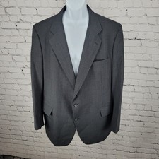 Jos A Bank Grey 100 Wool Pinstriped 2 Button Blazer Sport Coat Size 46L