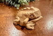 Vintage Cute Frog Guiro Wooden Percussion Instrument Hand Carved Croaking Sound