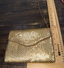 Vintage Gold Mesh Envelope Metallic Shoudler Chain Clutch Handbag 6 x8