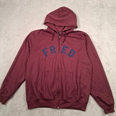 Fred Perry Hoodie Herren Large Burgund Reißverschluss Logo Freizeitjacke Tennis Spruch