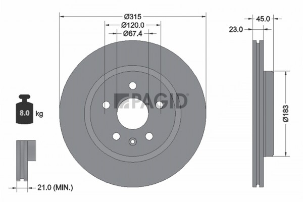 2X Bremsscheibe Pagid 56158NC FüR Opel Insignia Sport Z18 Sports Tourer Country-image