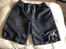 Jordan Youth Black Wolven Shorts Polyester Drawstring Breathable L- EUC