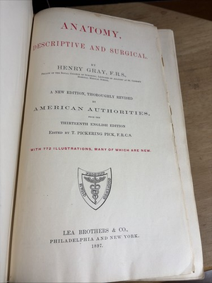 #ad 1897 Gray#x27;s Anatomy Descriptive And Surgical 772 Illustration Color Plates $80.00