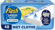 Flash Speedmop Wet Floor Cleaning Wipes, 48 Cloths (24x2), Antibac Lemon