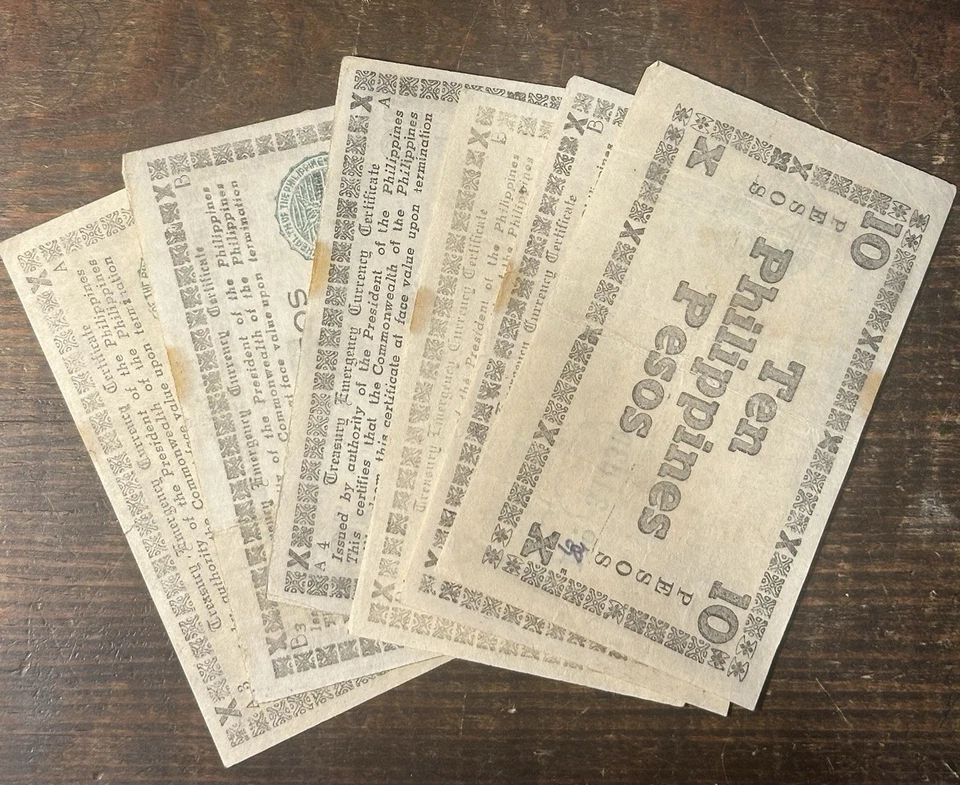 Lot of 6 – 1943 Negros Emergency WWII 10 Pesos Notes - Image 3 of 3