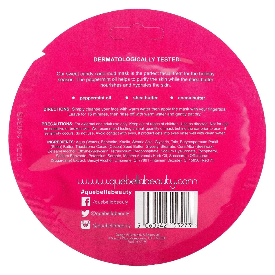 Lot of 3 Que Bella Sweet Candy Cane Mud Mask 0.35oz Normal/Combination/Dry Face - Image 2 of 3