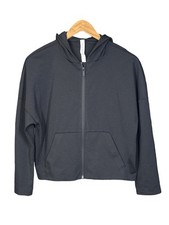 Lululemon Minimal Cropped Black Hoodie Full Zip Pockets Women  s Size 4