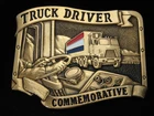 OE21136 *NOS* VINTAGE 1984 *TRUCK DRIVER COMMEMORATIVE* SOLID BRASS BARON BUCKLE