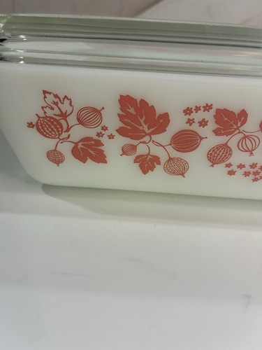 VTG PYREX Pink Gooseberry 1 1/2qt Refrigerator Dish 503 With Lid - Picture 2 of 19