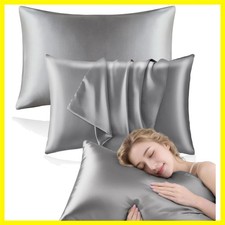 Satin Pillowcase for Hair and Skin, 2 Pack Soft Silky Pillow, Cooling and Wri...