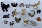 Swarovski Lenox Vintage Costume Jewelry Lot 15 Brooches Pins Animals 171g