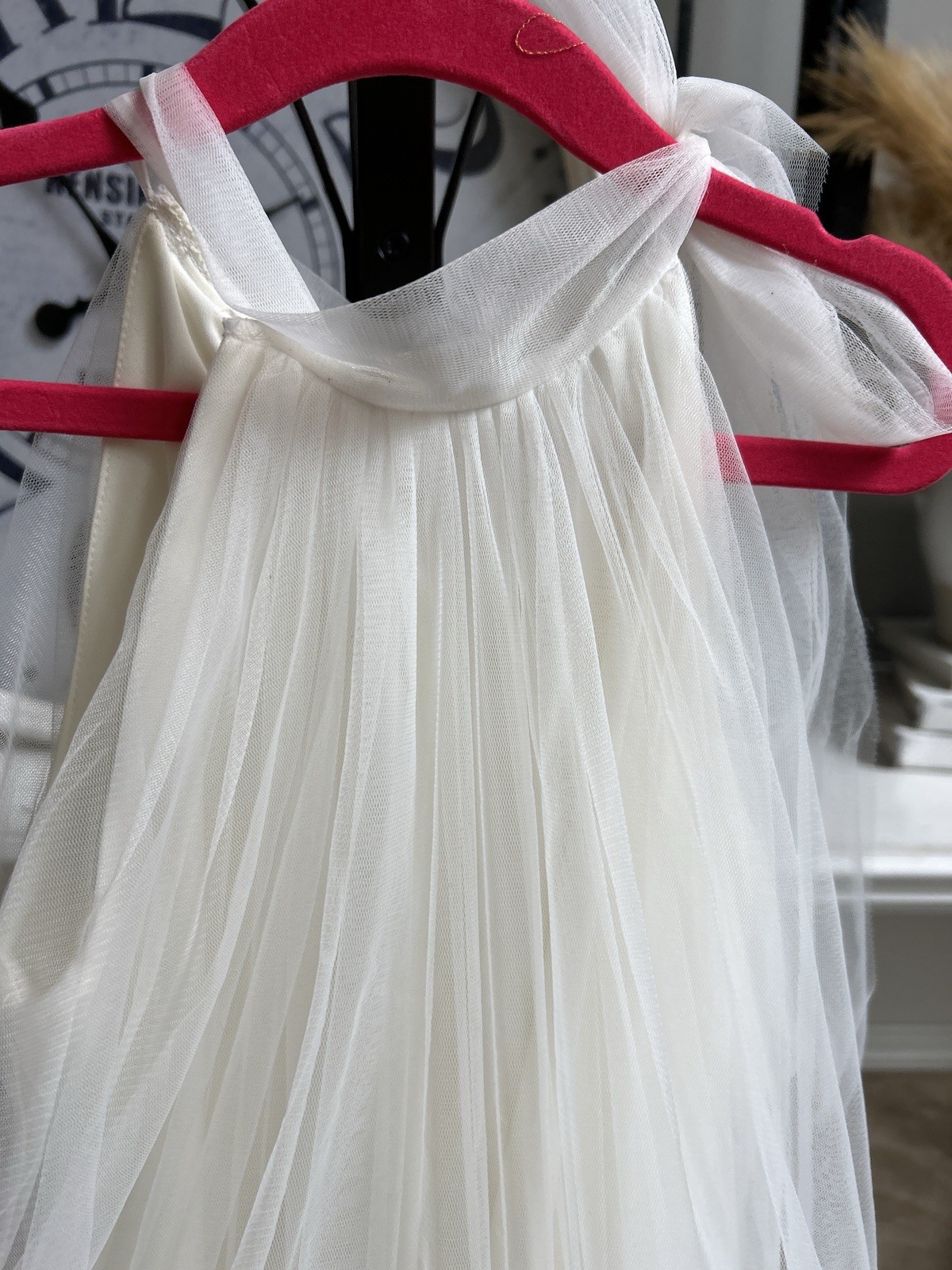 PORCA girls petticoat tulle ruffle pompon dress - bright white - size 8