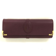 Auth Cartier Eyewear Case Bordeaux Gold Unisex 16x16x3cm Luxury Designer