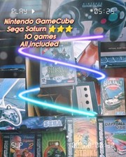 Job lot of 2 Consoles,all geniue- Nintendo Cube,Sega Saturn,10 games,cables,pads