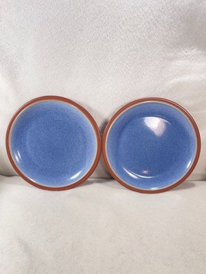 Denby Juice Berry Blue 7.25  Stoneware Bread & Butter Plates Set 2