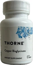 Thorne Copper Bisglycinate Dietary Supplement 60 Capsules EXP: 03/28 (New)