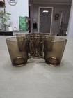 Pyrex Set Of 6 Smoked Brown Amber Fireside Mugs Cups D Handle Vintage USA