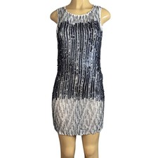 Alice + Olivia Betsy 100% Silk Beaded Sequin Sleeveless Mini Dress Size 2