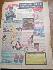 Babe Ruth Puffed Cereal Ad - With Joe Palooka Comic on Other Side - June 9, 1935